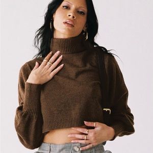 Princess Polly Zahara Cropped Turtleneck Sweater Size XS/S